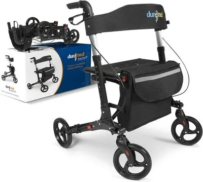 Produktbild von Famanu Rollator Leichtgewicht Faltbar mit Sitzfläche und Tasche - Verstellbare Höhe