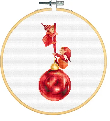 Produktbild von Dutch Stitch Brothers Kreuzstich Stickpackung mit Stickrahmen "Weihnachten E", Zählmuster, Diam. 15 cm