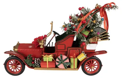 Produktbild von Clayre & Eef Weihnachtsdekorationsfigur Auto 38x16x27 cm Rot Metall