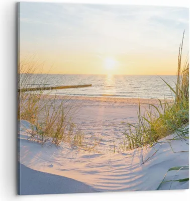 Produktbild von Bild auf Leinwand - Leinwandbild - Düne Strand Meer - 60x60cm - Wand Bild - Wanddeko - Wandbilder - Leinwanddruck - Bilder - Kunstdruck - Wanddekoration - Leinwand bilder - Wandkunst - AC60x60-3989