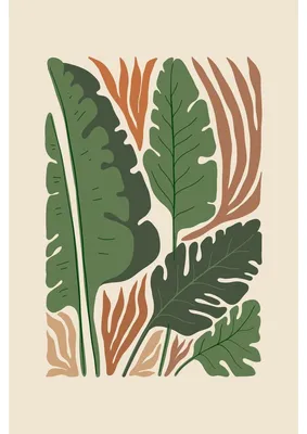 Image de Tableau sur toile feuillage abstrait 30x45 cm, Tableau mural moderne pour décoration intérieure