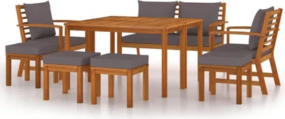 Image de vidaXL Ensemble de jardin 9 pièces avec coussins Bois massif Acacia