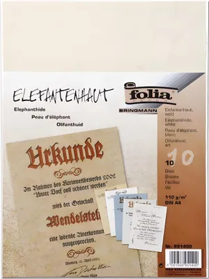 Produktbild von folia Elefantenhaut DIN A4 110 g/qm weiß 10 Blatt