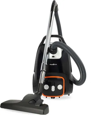 Produktbild von Nedis Staubsauger mit Beutel - Mit Beutel - 700 W - Staubkapazität: 3.0 l - Kombi-Bürste - Aktionsradius: 9.00 m - Steuerung Staubsauger - H13 - Anthrazit / Orange / Schwarz