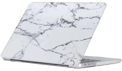 Produktbild von Mobigear Marble Schutzhülle für MacBook Air 15 Zoll (2023-2026), Hartschale, Weiß - Modell A2941 / A3114 / A3241 / A3448
