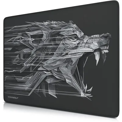 Produktbild von Titanwolf Gaming Mauspad XL, 440 x 350mm Mousepad mit Stoffoberfläche, Gummierte Rückseite, Wolfsmotiv