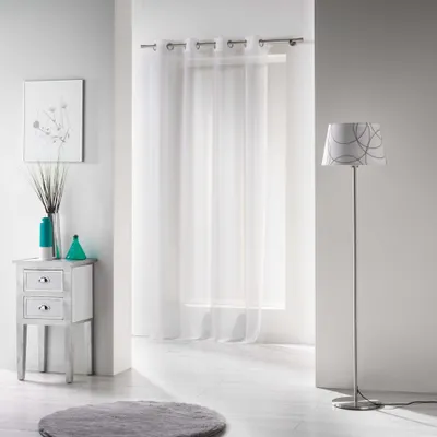 Obrázok produktu pre Záves s kovovými krúžkami VOLINE, 135 x 240 cm, biely