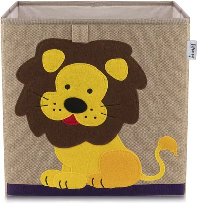 Produktbild von Lifeney Kinder Aufbewahrungsbox I praktische Aufbewahrungsbox für jedes Kinderzimmer I Kinder Spielkiste I Niedliche Spielzeugbox I Korb zur Aufbewahrung von Kinder Spielsachen (Löwe dunkel)