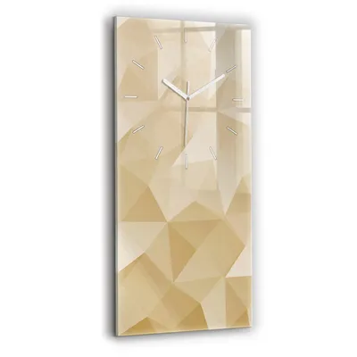 Produktbild von Wallfluent Wanduhr – Stilles Quarzuhrwerk - Uhr Dekoration Wohnzimmer Schlafzimmer Küche - Zifferblatt mit Strichen - weiße Zeiger - 30x60 cm - Dreiecksabstraktion