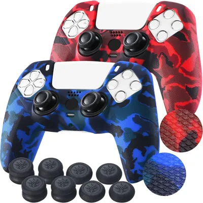 Immagine prodotto di Impugnature per pollice - Compatibili con PlayStation 5 - Custodia in silicone stampata per controller (x 2) con inserti Pro. Impugnature per pollice (x 10)