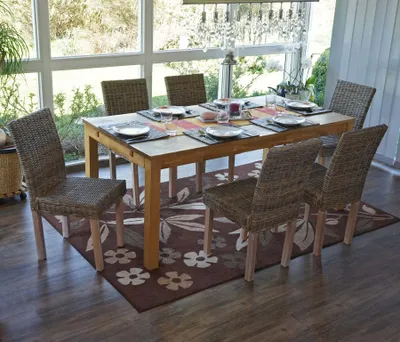 Immagine prodotto di set di 6 sedie da pranzo Littau, sedia in vimini Sedia da cucina, Kubu rattan