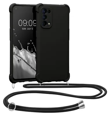 Produktbild von kwmobile Necklace Case kompatibel mit Oppo Find X3 Lite Hülle - Cover mit Kordel zum Umhängen - Silikon Schutzhülle Schwarz