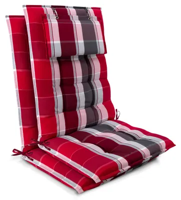 Produktbild von Beautissu 2er Set Sun-HL Hochlehner Auflage 120x50x8cm Rot-Gestreift