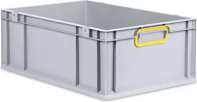 Produktbild von Eurobox NextGen Color | HxBxT 22x40x60cm | 44 Liter | Griffe gelb geschlossen | Verstärkter Boden | Grau | Eurobehälter, Transportbox, Transportbehälter, Stapelbehälter