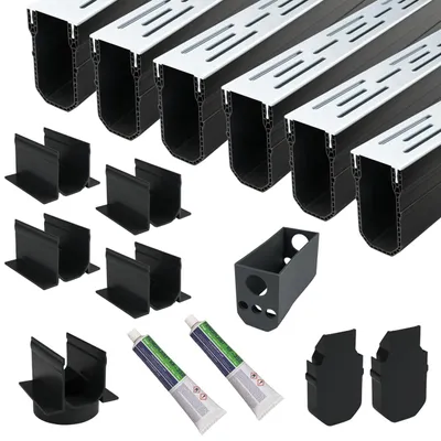 Produktbild von Schmale Linienentwässerung Aluminium 6 Meter - Komplettset