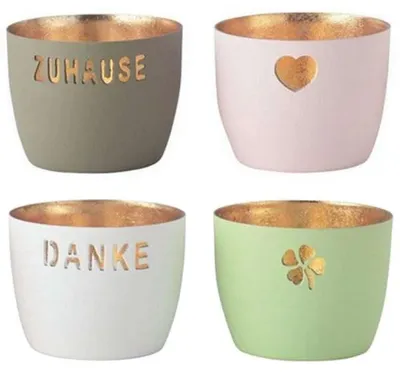 Produktbild von Gift Company Windlicht Madras Set Zuhause Danke (4er-Set)