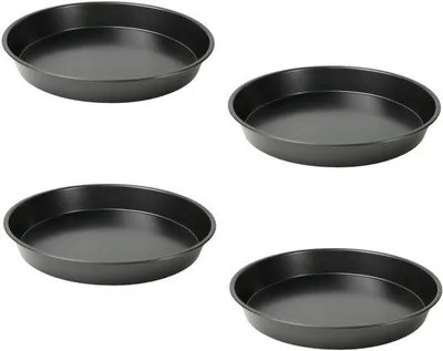 Imagen del producto de Ibenzoa® Juego de 4 bandejas redondas para pizza de 27,5 cm – Acero inoxidable, con revestimiento antiadherente, apilables y aptas para lavavajillas, resistentes al calor hasta 230°C, ideales para pizza y quiche