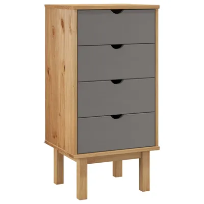 Image de vidaXL Armoire à tiroirs OTTA brun&gris 46x39,5x90 cm Bois massif