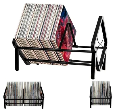 Produktbild von Schallplattenaufbewahrung, Schallplattenständer, 33-57 cm ausziehbares Design, einfach zu montieren, zur Aufbewahrung von Schallplatten und Büchern