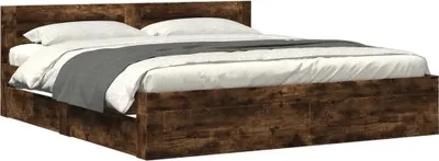 Obrázek produktu pro vidaXL Rám postele s čelem z kouřového dubu 180x200 cm materiál na bázi dřeva