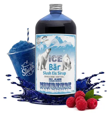Produktbild von Ice Bär Slush Sirup Blaue Himbeere Geschmack 1L 1:5 AZO & glyzerinfrei