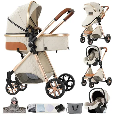 Productafbeelding van Babywagen, 4-in-1, multifunctioneel ontwerp, robuust frame van magnesiumlegering, WIT