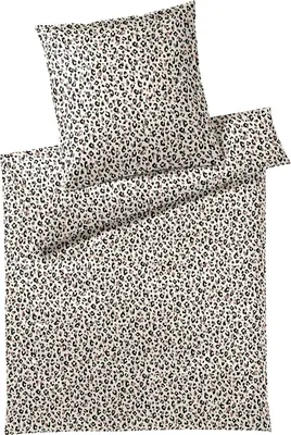 Produktbild von elegante Mako-Satin Bettwäsche-Garnitur Leolook Farbe Schwarz-Sand Größe 240x220+2x80x80