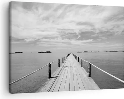 Produktbild von Bild auf Leinwand - Leinwandbild - Einteilig - Holz Brücke Meer - 70x50cm - Wand Bild - Wanddeko - Wandbilder - Leinwanddruck - Bilder - Wanddekoration - Leinwand bilder - Wandbild - AA70x50-4985