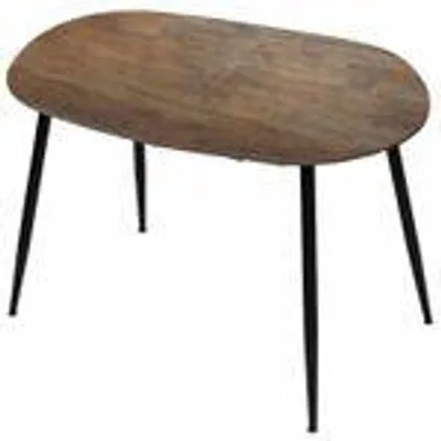Produktbild von Esstisch Rodrigo ausziehbar 120-150-180 x 80 cm 4-10 Personen Ovaler Küchentisch mit Metallgestell für Küche, Esszimmer Holz Optik,Farbe:Nussbaum