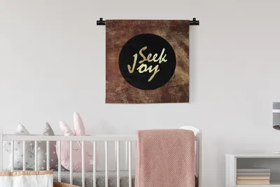 Produktbild von MuchoWow® Wandteppich Wandbehang Zitate - Glück - Gold - Braun 60x60 cm Tapisserie Dekoration Wandtuch - Dekorationen - Wand Decke