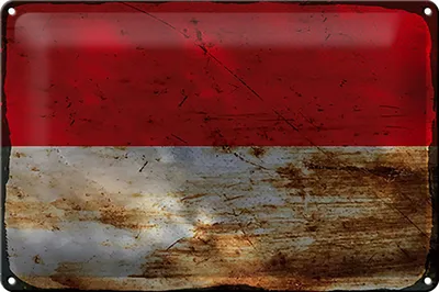 Produktbild von Blechschild Flagge Monaco 30x20cm Flag of Monaco Rost