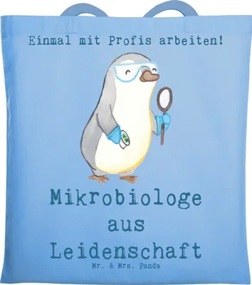 Produktbild von Mr. & Mrs. Panda Schultasche Mikrobiologe Leidenschaft - Sky Blue - Geschenk, Labor, Forschung, Tasche, totebag, Beruf, Tote Bag, Witzig, Einkaufstasche, Spruch, Shopping