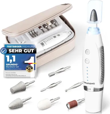 Produktbild von GRUNDIG Maniküre Set elektrisch - Schöne Nägel dank Power LED und 17tlg Saphir Zubehör I Pediküre Fußpflege Set und Maniküre Set mit Zubehör Nachbestellmöglichkeit