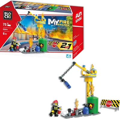 Produktbild von BLOCKI MyFirebrigade Feuerwehr Löschkran Bausatz Spielzeug 75 Teile