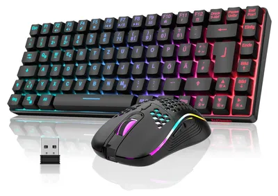 Productafbeelding van 75% draadloos gamingtoetsenbord en muisset, QWERTZ DE lay-out, 85 toetsen