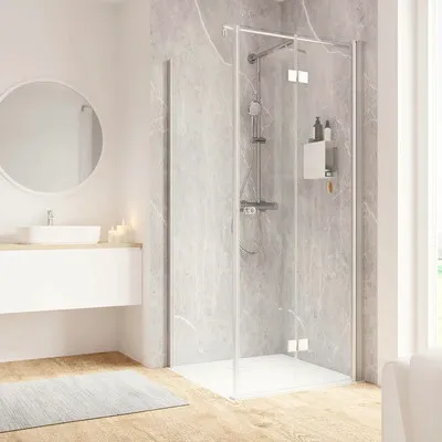 Produktbild von SCHULTE Duschtür mit Seitenwand und Drehfalttür Garant 2.0 ExpressPlus 90 x 90 x 200 cm Profil aluminium Klarglas schmut