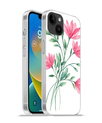 Produktbild von MuchoWow® Handyhülle Schutzhülle Hülle für Apple iPhone 14 Plus - Soft case Blumen - Aquarell - Rosa Silikon Softcase Handy Hülle - Abbildung