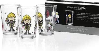 Produktbild von Trinkglas Feuerwehrmann "Bernie" 3er Set