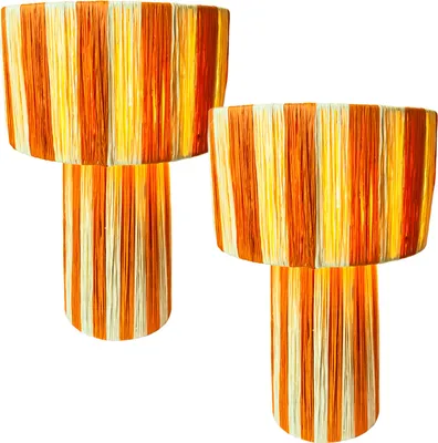 Image de lot de 2 lampes de table décoratives Boho Morjana Beige Orange