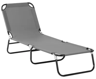 Image de Chaise longue de jardin avec dossier réglable, acier gris, 188 x 56 x 28 cm