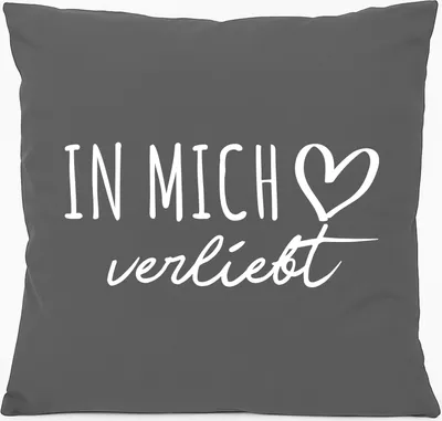 Produktbild von Huuraa Kissen In mich verliebt 40x40cm mit Füllung Steel Grey Baumwolle Dekokissen Geschenkidee