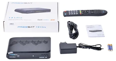 Obrázek produktu pro Satelitní přijímač, 4K UHD, podpora více formátů, FREESAT V8 Ultra, zástrčka pro EU