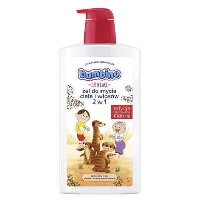 Zdjęcie produktu dla Bambino Dzieciaki Żel do mycia ciała i włosów 2w1 Bolek i Lolek Surykatki, 1000ml