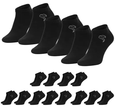 Produktbild von 12 Paar Sneaker Socken für Damen & Herren - Kurze Halbsocken aus Baumwolle - Atmungsaktiv & Bequem - Sportsocken & Laufsocken Schwarz-35/38