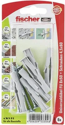 Zdjęcie produktu dla Wtyk uniwersalny FU 8 x 50 SK z wkrętem, *** karta samoobsługowa ***, 6 szt