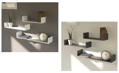 Produktbild von 3er-Set Wandregal Schwarz oder Weiß 30/45/60 x15x10 cm