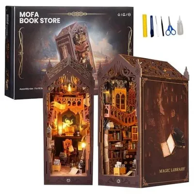 Zdjęcie produktu dla Book nook domek dla lalek drewniany puzzle 3D oświetlenie LED