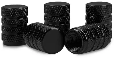 Produktbild von kwmobile 5x Auto Ventilkappen Abdeckung - Autoventil Schraderventil Metall Kappen - PKW Fahrrad Motorrad Ventildeckel in Schwarz