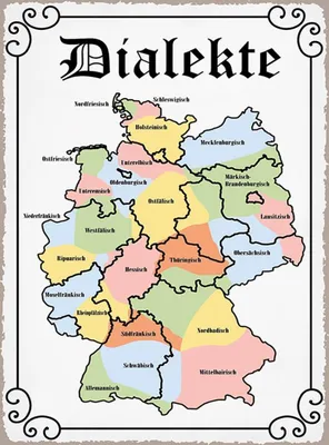 Produktbild von vianmo Holzschild 40x30 cm Dialekte Karte Bundesländer