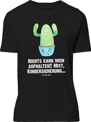 Produktbild von Mr. & Mrs. Panda Tshirt Kaktus Happy - Schwarz - Geschenk, Spruch, Oversize T-Shirt, Shirt, Kakteen, Kollegin, Lustig, Lustiges, Familie, Freundin